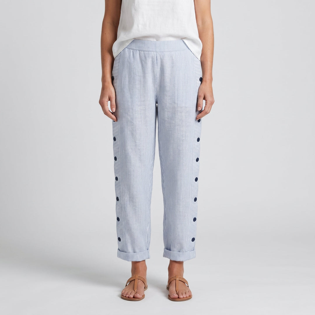 Rita | Stripe Panel Button Detail Trousers