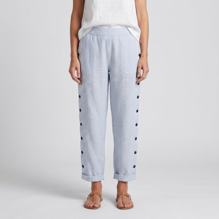 Rita | Stripe Panel Button Detail Trousers