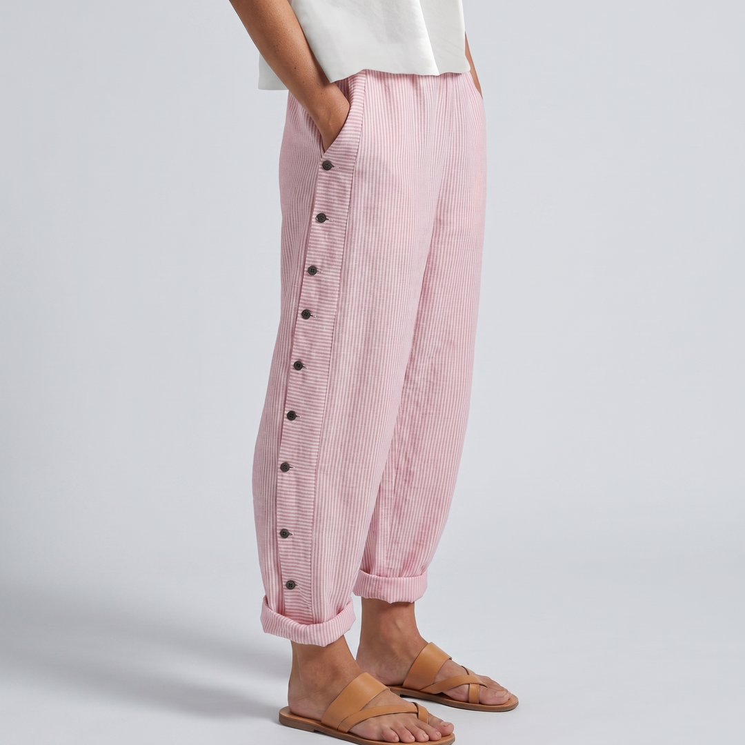 Rita | Stripe Panel Button Detail Trousers