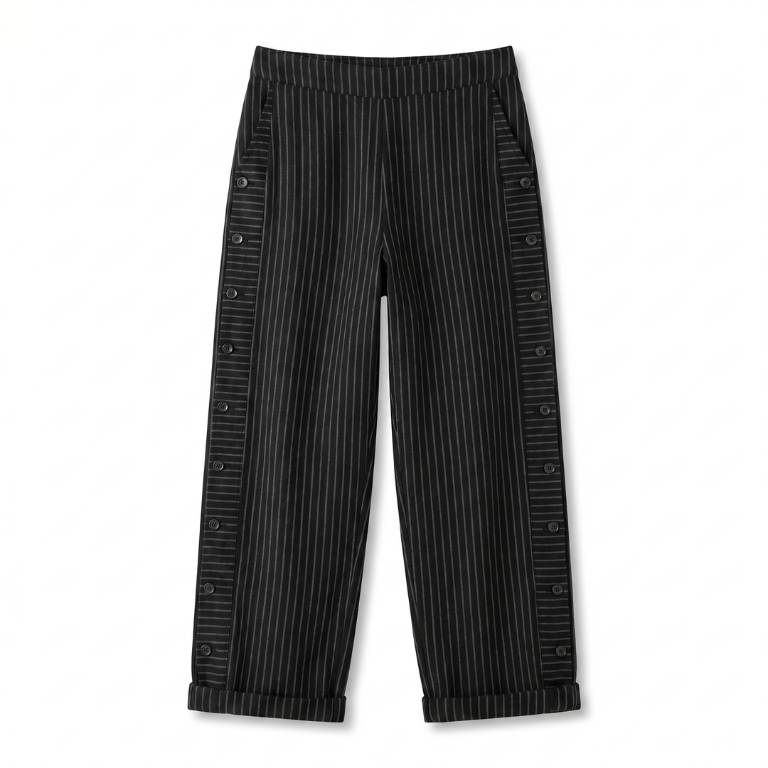 Rita | Stripe Panel Button Detail Trousers