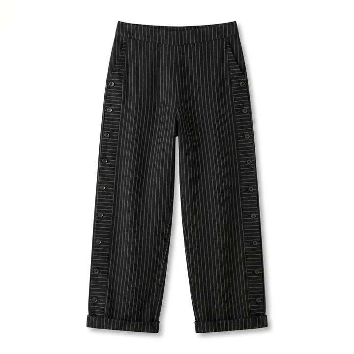 Rita | Stripe Panel Button Detail Trousers