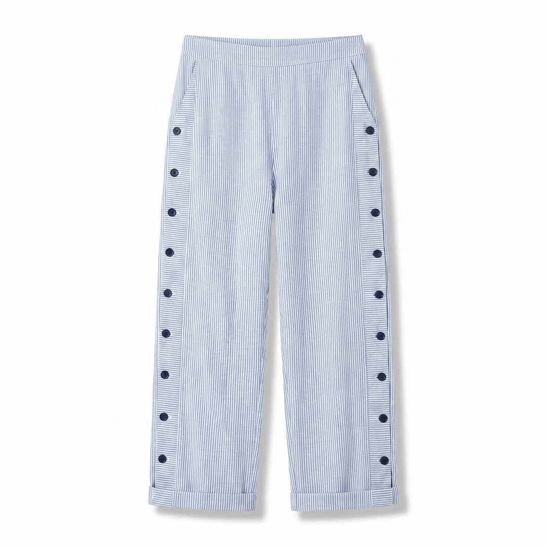 Rita | Stripe Panel Button Detail Trousers