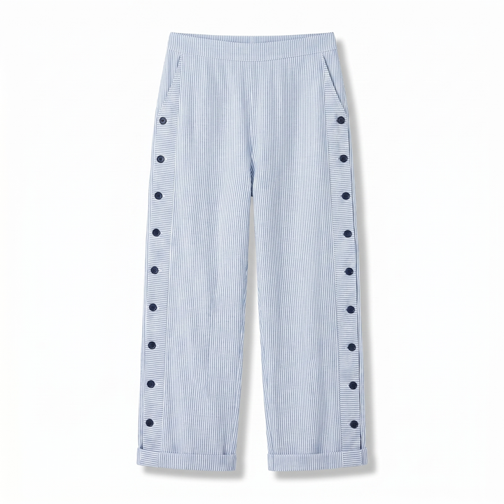 Rita | Stripe Panel Button Detail Trousers