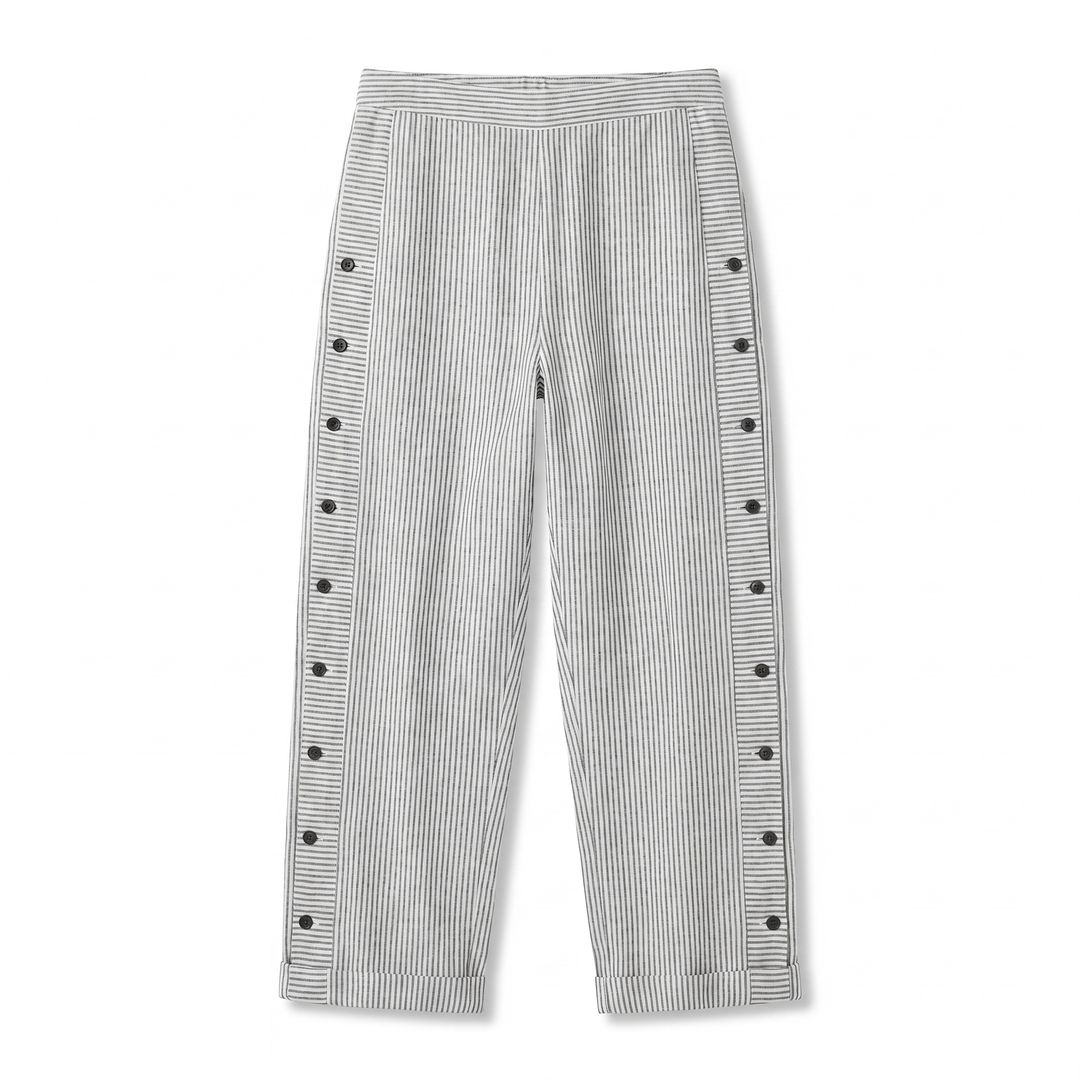 Rita | Stripe Panel Button Detail Trousers