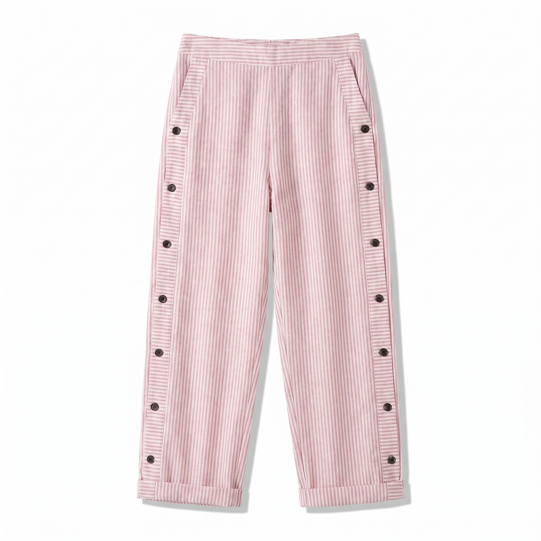 Rita | Stripe Panel Button Detail Trousers